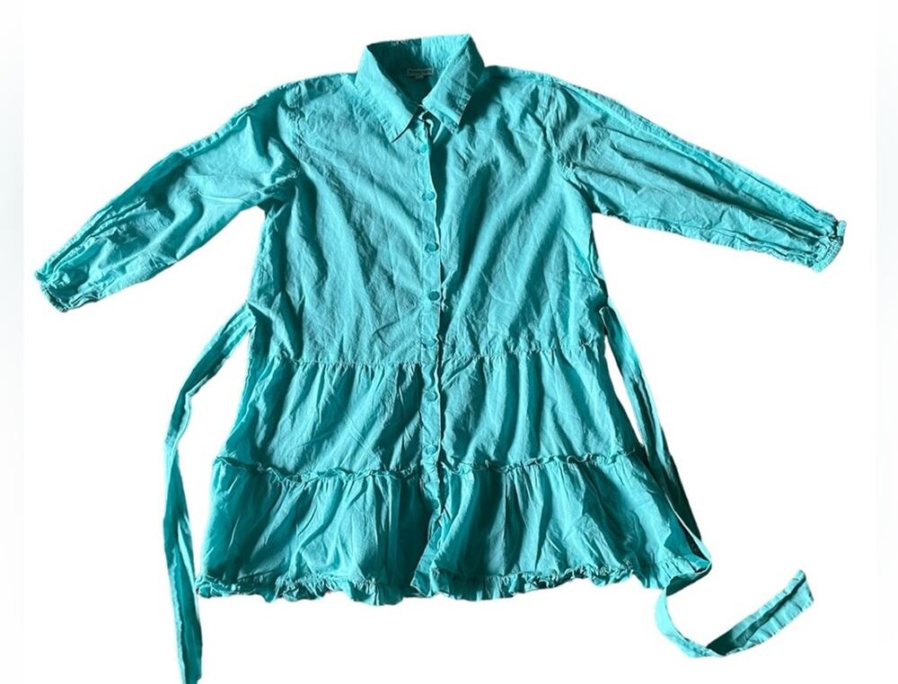 Babydoll Shirt Dress Tie Waist Medium MODAPOSA Women’s Aqua Vacation Casual